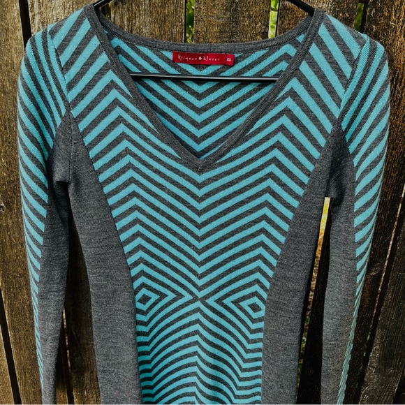 Krimson Klover Merino Wool Sweater Dress In Gray & Blue Sz XS - Picture 4 of 11